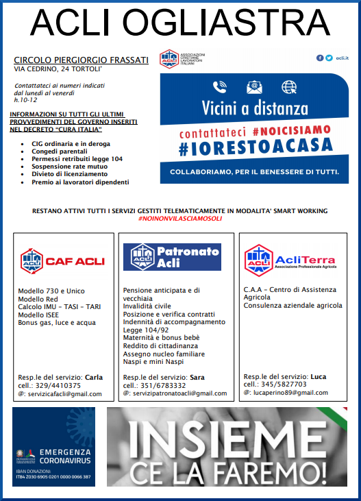 Assistenza al tempo del Coronavirus